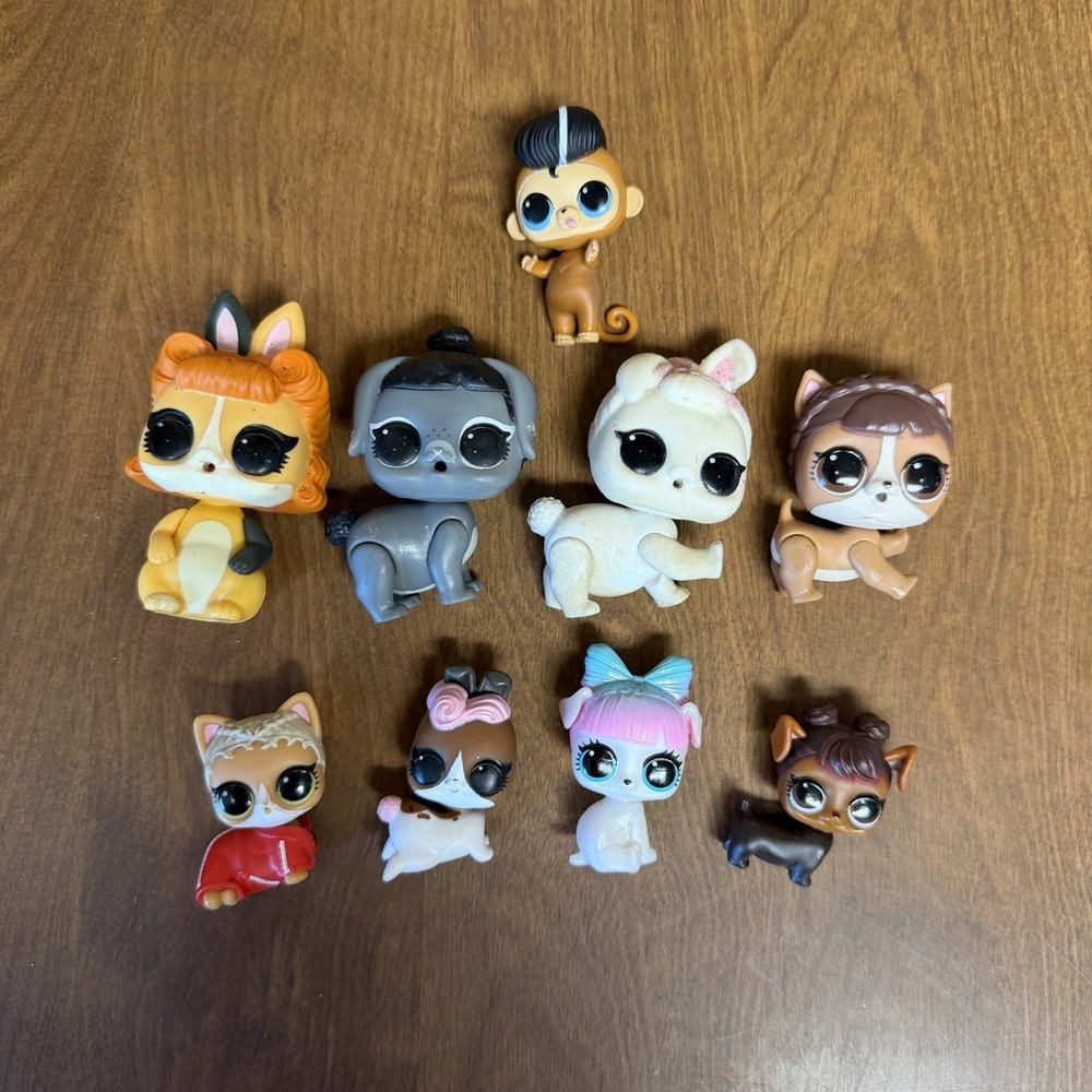 LOL Surprise Pets Lot‎ Of 9 Mixed Dogs Cats Bunny Monkey Figurines MGA Toys